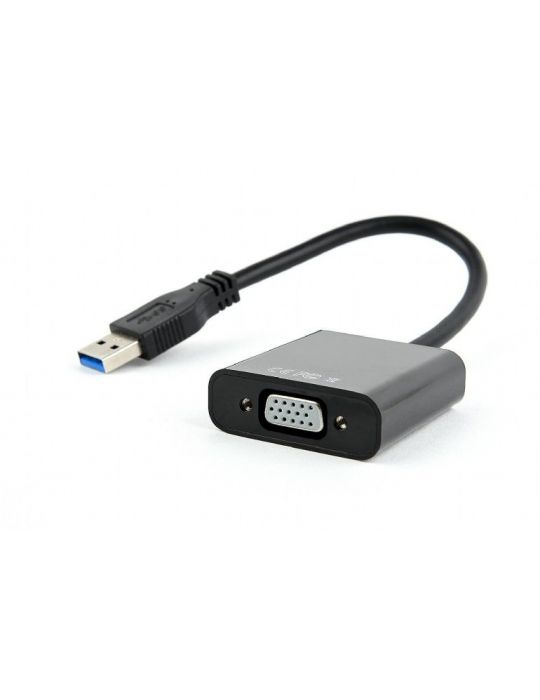 Cablu video gembird adaptor usb 3.0 (t) la vga (m) 15cm rezolutie maxima full hd 1920 x 1080 la 60hz negru ab-u3m-vgaf-01 (in Ge