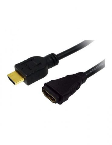 Cablu video logilink adaptor hdmi (t) la hdmi (m) 2m conectori auriti rezolutie maxima 4k dci (4096 x 2160) la 60 hz negru ch Lo - Tik.ro