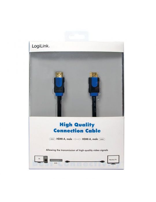 Cablu video logilink hdmi (t) la hdmi (t) 2m premium conectori auriti rezolutie maxima 4k uhd (3840 x 2160) la 60 hz negru ch Lo