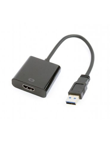 Cablu video gembird adaptor usb 3.0 (t) la hdmi (m) 15cm rezolutie maxima full hd (1920 x 1080) la 60hz negru a-usb3-hdmi-02  Ge