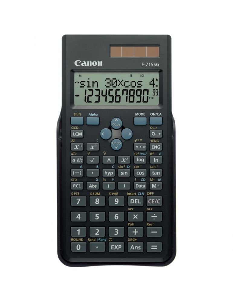 Calculator de birou canon f715sgbk ecran 16 digiti alimentare solara si baterie display lcd 250 functii negru be5730b004aa (