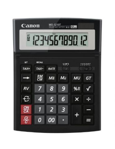 Calculator de birou canon ws-1210thb ecran 12 digiti alimentare solara si baterie display lcd functie business tax si convers Ca