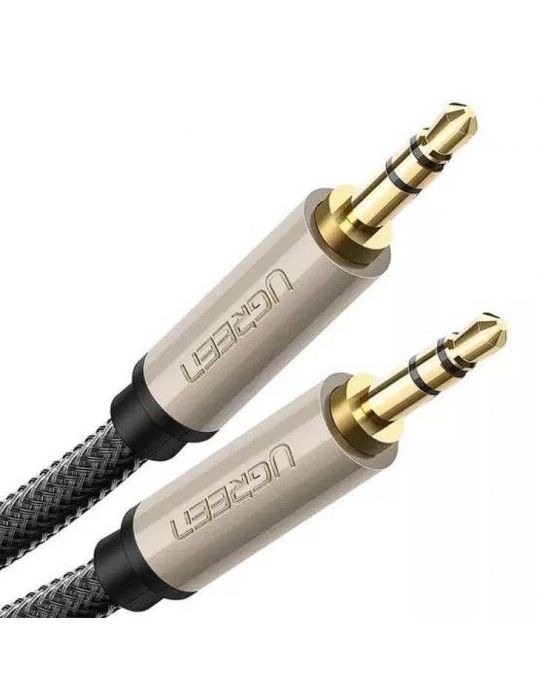 Cablu audio ugreen av125 stereo 3.5 mm jack (t) la 3.5 mm jack (t) braided 2m conectori auriti gri 10604 (include tv 0.18lei) Ug