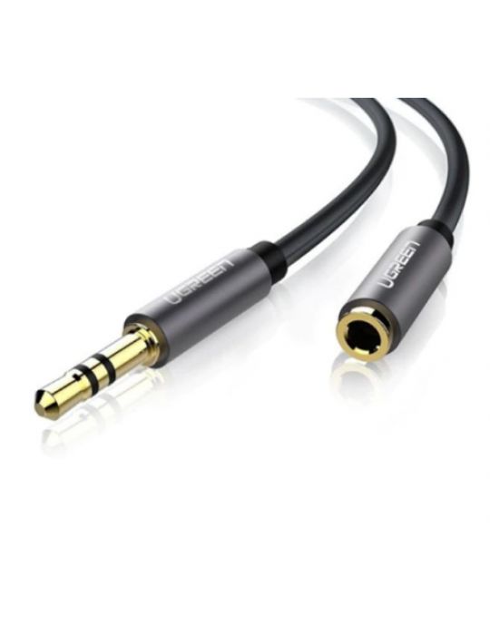 Cablu audio ugreen av118 stereo 3.5 mm jack (t) la 3.5 mm jack (m) 1 m conectori auriti negru 10592 (include tv 0.18lei) - 69 Ug