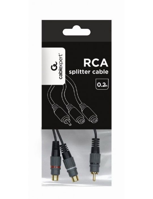 Cablu audio gembird splitter stereo (1 x 3.5 mm jack t la 2 x 3.5 mm rca m) 20cm negru ccap-rcam2f-0.2m (include tv 0.06 lei) Ge