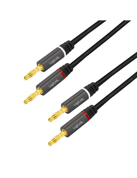 Cablu audio logilink stereo (2 x 2.5 mm jack t/t) 3m conectori auriti negru ca1210 (include tv 0.18lei) Logilink - 1