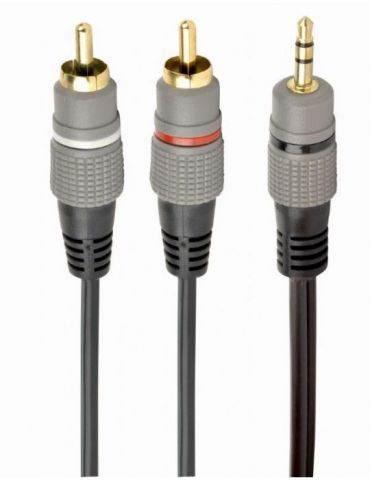Cablu audio gembird stereo (3.5 mm jack la 2 x rca) 5m conectori auriti cca-352-5m (include tv 0.18lei) Gembird - 1 - Tik.ro