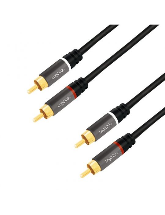 Cablu audio logilink stereo (rca t/t) 10m conectori auriti negru ca1209 (include tv 0.8lei) Logilink - 1