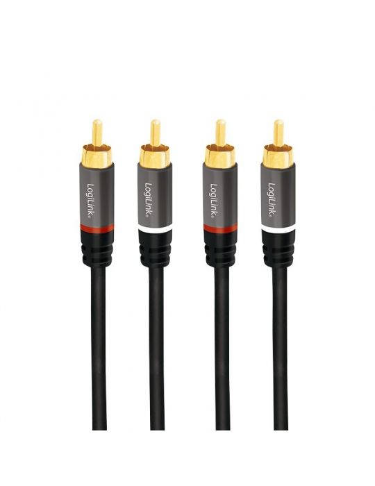 Cablu audio logilink stereo (rca t/t) 2m conectori auriti negru ca1204 (include tv 0.8lei) Logilink - 1