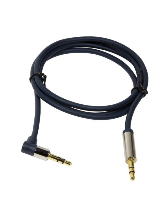 Cablu audio logilink stereo (3.5 mm jack t/t) 3m conectori auriti un conector 90 grade albastru ca11300 (include tv 0.18lei) Log