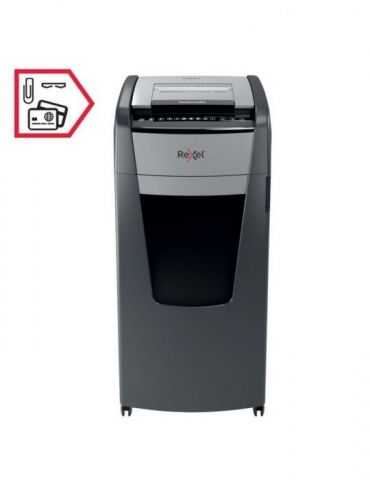 Distrugator automat documente rexel optimum 750m  750 coli p5 micro-cut (tip particule) cos 140 litri negru-gri 2020750meu (i Re