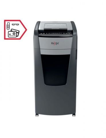 Distrugator automat documente rexel optimum 600m  600 coli p5 micro-cut (tip particule) cos 110 litri negru-gri 2020600meu (i Re