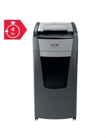 Distrugator automat documente rexel optimum 600m  600 coli p5 micro-cut (tip particule) cos 110 litri negru-gri 2020600meu (i Re