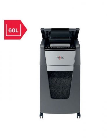 Distrugator automat documente rexel optimum 300m  300 coli p5 micro-cut (tip particule) cos  60 litri negru-gri 2020300meu (i Re