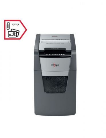 Distrugator automat documente rexel optimum 150x  150 coli p4 cross-cut (tip confeti) cos  44 litri negru-gri 2020150xeu (inc Re