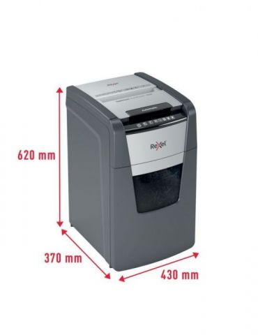 Distrugator automat documente rexel optimum 150x  150 coli p4 cross-cut (tip confeti) cos  44 litri negru-gri 2020150xeu (inc Re