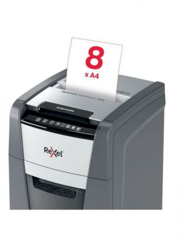 Distrugator automat documente rexel optimum 150x  150 coli p4 cross-cut (tip confeti) cos  44 litri negru-gri 2020150xeu (inc Re