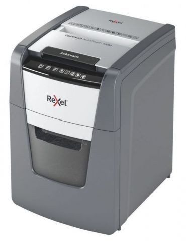 Distrugator automat documente rexel optimum 100m  100 coli p5 micro-cut (tip particule) cos  34 litri negru-gri 2020100meu (i Re
