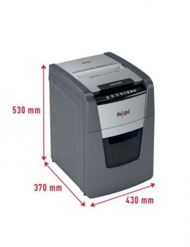 Distrugator automat documente rexel optimum 100m  100 coli p5 micro-cut (tip particule) cos  34 litri negru-gri 2020100meu (i Re