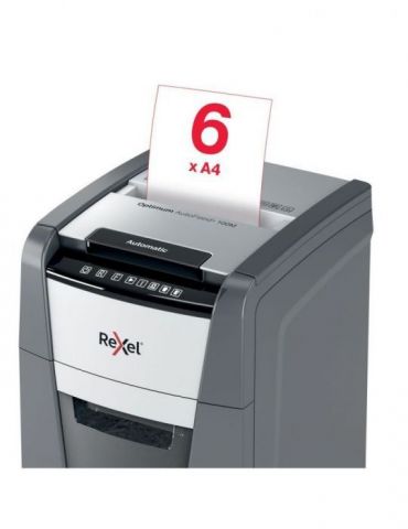Distrugator automat documente rexel optimum 100m  100 coli p5 micro-cut (tip particule) cos  34 litri negru-gri 2020100meu (i Re