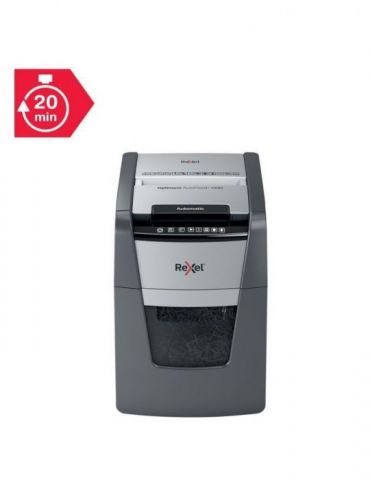 Distrugator automat documente rexel optimum 100m  100 coli p5 micro-cut (tip particule) cos  34 litri negru-gri 2020100meu (i Re