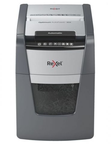 Distrugator automat documente rexel optimum  90x   90 coli p4 cross-cut (tip confeti) cos  34 litri negru-gri 2020090xeu (inc Re - Tik.ro
