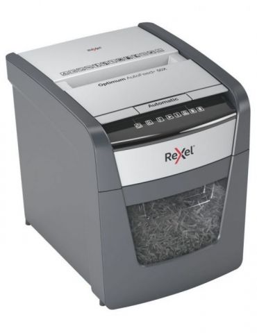 Distrugator automat documente rexel optimum  50x   50 coli p4 cross-cut (tip confeti) cos  20 litri negru-gri 2020050xeu (inc Re