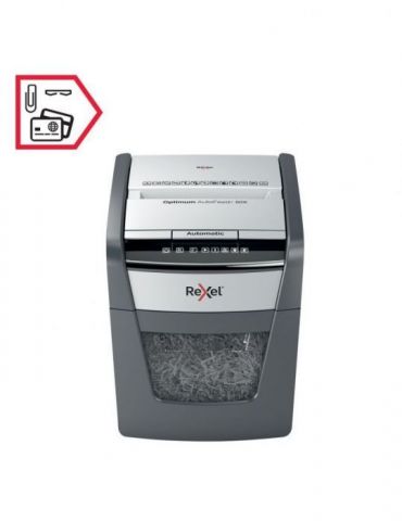 Distrugator automat documente rexel optimum  50x   50 coli p4 cross-cut (tip confeti) cos  20 litri negru-gri 2020050xeu (inc Re