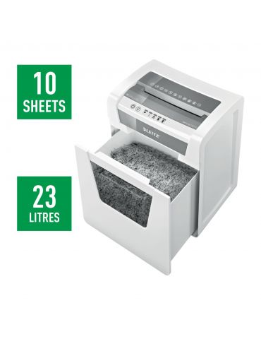 Leitz 80020000 tocătoare de hârtie Distrugere prin tăiere micro 22,3 cm Alb Leitz - 3
