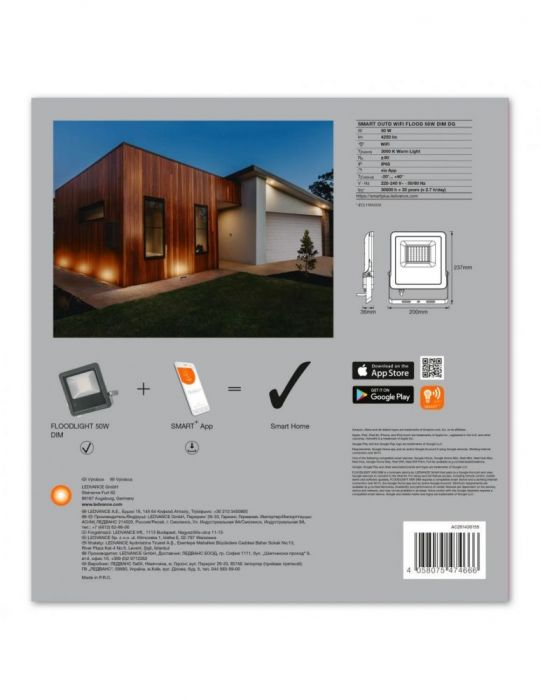 Proiector led pentru exterior ledvance smart+ dimmable 50w 220-240v ip65 Osram - 1