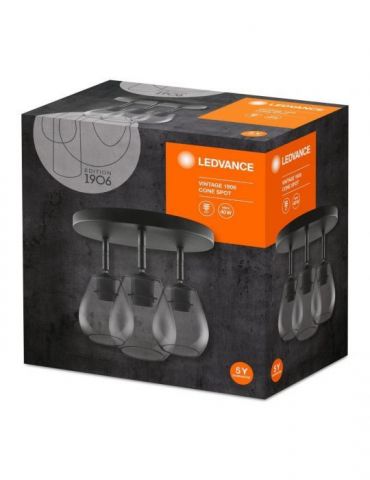 Aplica vintage ledvance 1906© cone spot 3x 400x230 glass smoke Osram - 1