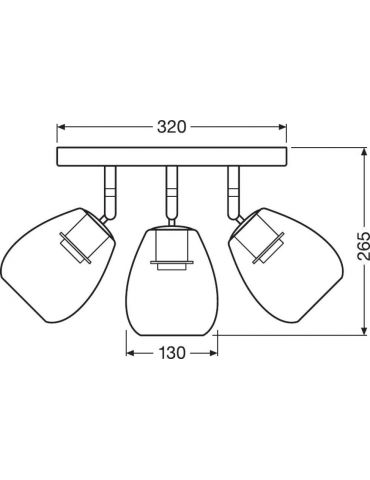 Aplica vintage ledvance 1906© cone spot 3x 400x230 glass smoke Osram - 1
