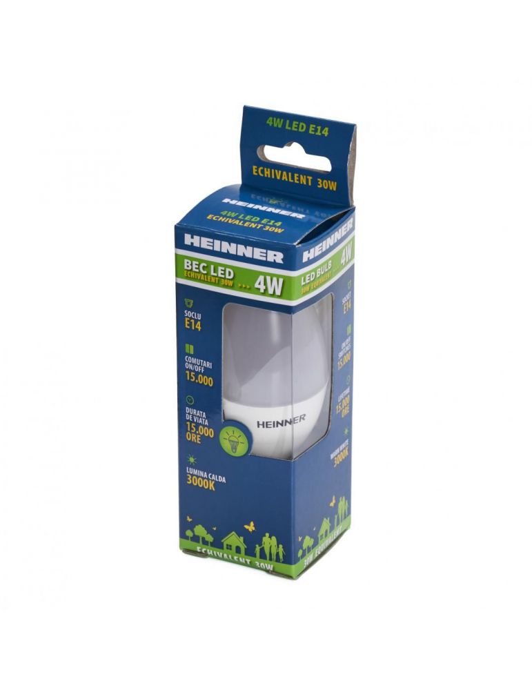 Bec led heinner e27 (forma lumanare) 4w - echivalent 30w