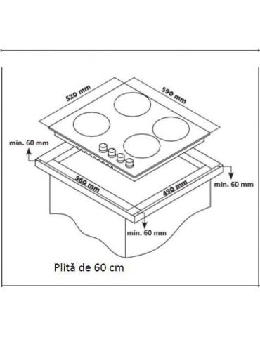 Plita incorporabila heinner hbh-s584i-ix gaz 4 arzatoare gratar email control Heinner - 1