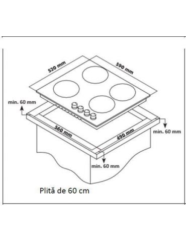 Plita incorporabila heinner hbh-s584wi-gbk gaz 4 arzatoare wok gratar fonta Heinner - 1