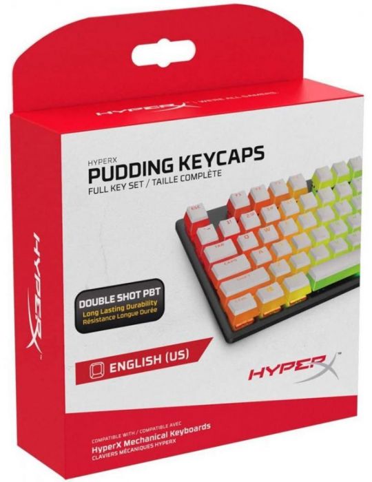 Gaming keycaps full set hyperx pudding us layout white pbt Kingston - 1