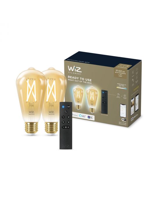 WiZ Bec cu filament chihlimbar 6,7 W (echivalent cu 50 W) ST64 E27 x2 + telecomandă WiZ - 3