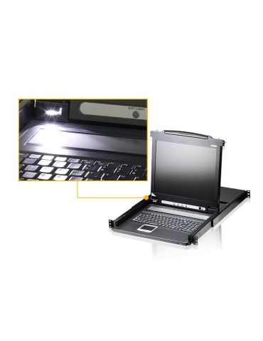 ATEN CL1008M console pentru montare în rack 43,2 cm (17") 1280 x 1024 Pixel Metal, Din material plastic Negru 1U Aten - 3