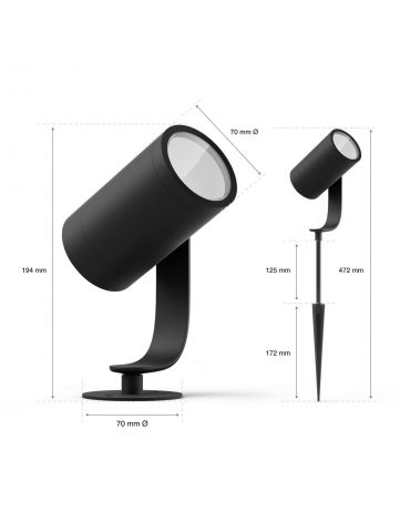 Philips Hue cu ambianță albă și color Spot de exterior Lily Philips by Signify - 4