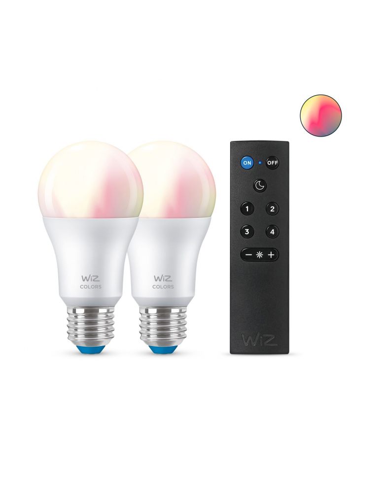 WiZ Bec 8 W (echivalent cu 60 W) A60 E27 x2 + telecomandă