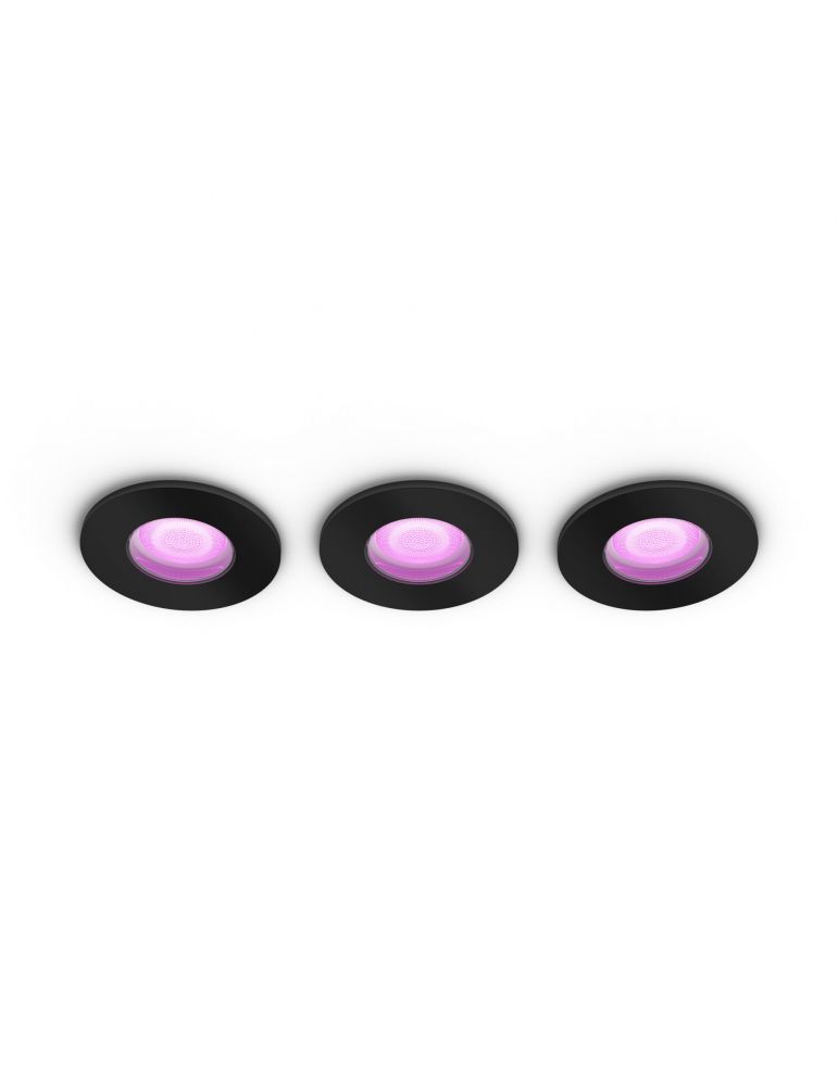 Philips Hue cu ambianță albă și color Spot luminos încastrat Xamento, pachet de 3 bucăți