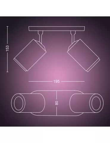 Philips Hue cu ambianță albă și color Spot luminos dublu Fugato Philips by Signify - 2