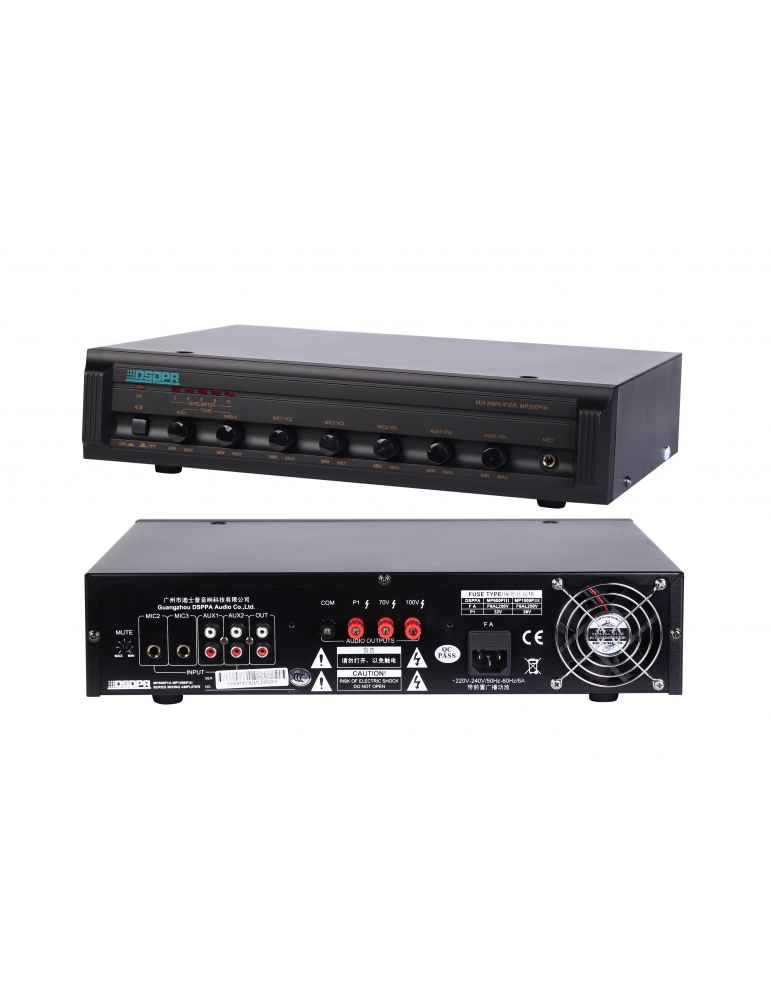 Amplificator 120w pe 100v 4-16 ohmi intrari 3mic / 2aux dsppa audio mp300piii