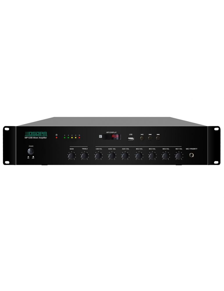 Amplificator cu mixer 120w cu usb/ 4xmic/ 2xaux dsppa mp120b