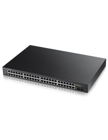 Zyxel GS1900-48HP Gestionate L2 Gigabit Ethernet (10/100/1000) Power over Ethernet (PoE) Suport Negru Zyxel - 1 - Tik.ro