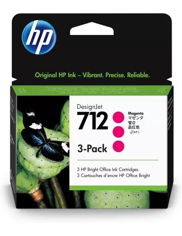 HP Pachet cu 3 cartuşe de cerneală 712 DesignJet, magenta, 29 ml Hp - 1 - Tik.ro