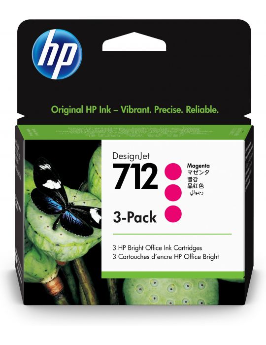 HP Pachet cu 3 cartuşe de cerneală 712 DesignJet, magenta, 29 ml Hp - 1