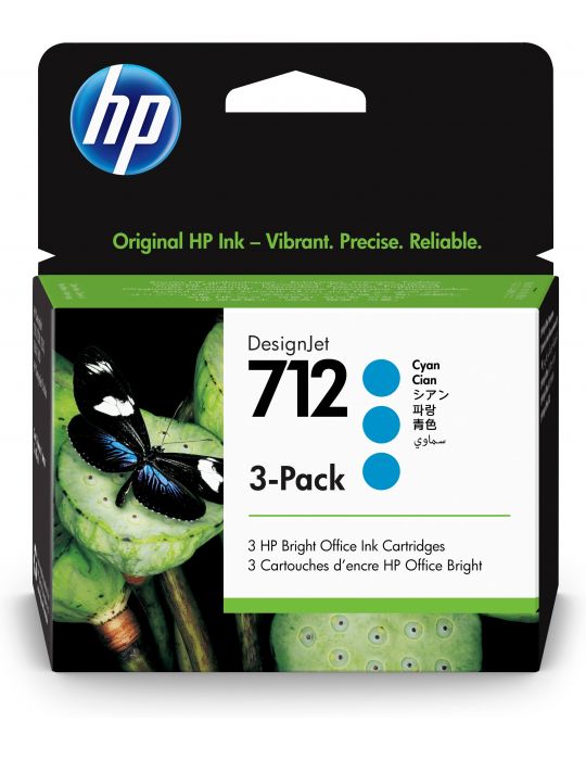 HP Pachet cu 3 cartuşe de cerneală 712 DesignJet, cyan, 29 ml Hp - 1