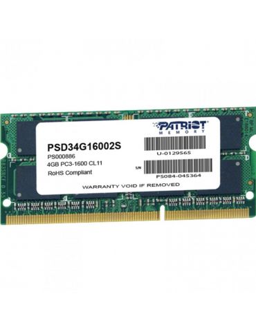 Memorie ram notebook patriot sodimm ddr3 4gb 1600 mhz 1.5v  - 1