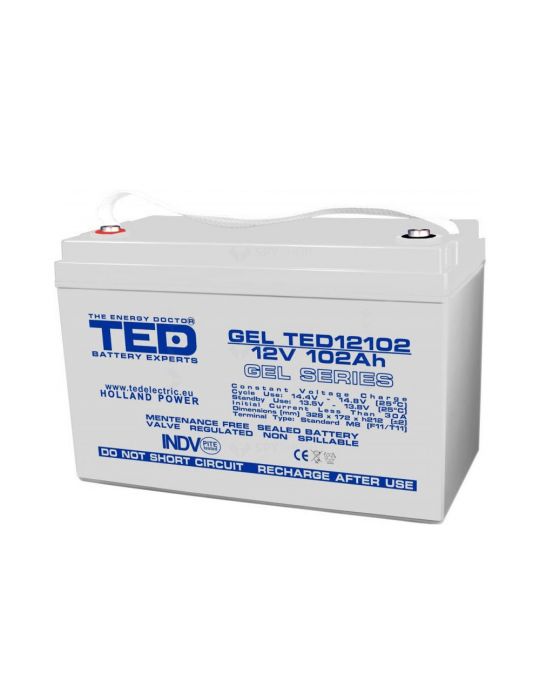 Acumulator stationar VRLA 12V 102Ah GEL M8 F12 ED Electric TED12102 TED Electric - 1